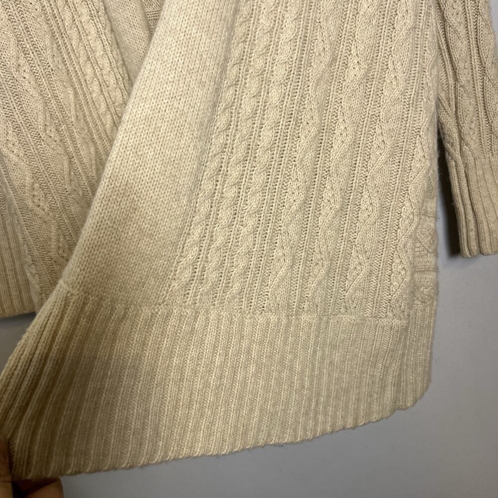 Max Studio Womens Wool Alpaca Blend Cable Knit Open Front Cardigan Beige Sz S - Picture 5 of 16